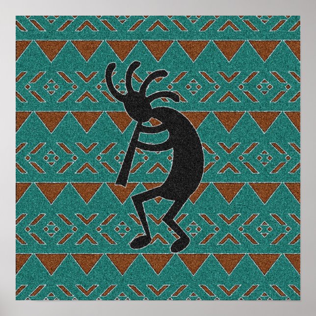 Square Southwest Kokopelli Design Poster (Vorne)