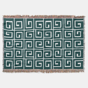 Square Spirals - Dunkle Moss Green auf Weiß Decke