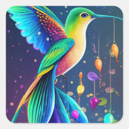  Square Sticke ECC,CALCOMANIA COLIBRI Quadratischer Aufkleber