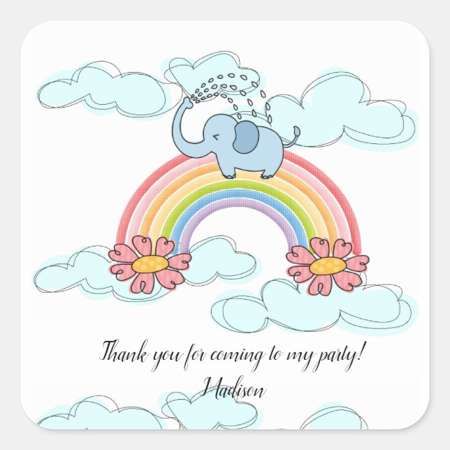 Square Stickers Blue Elephant (Vorderseite)