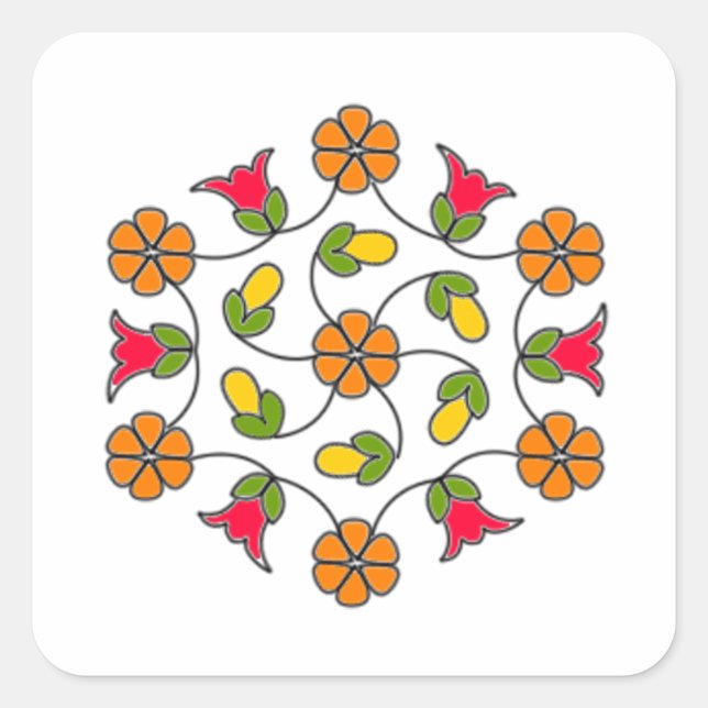 Square Stickers-Blume Series#63 Quadratischer Aufkleber (Vorderseite)