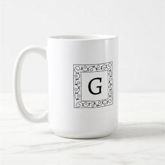 Square Swirly Vines Monogram Kaffeetasse