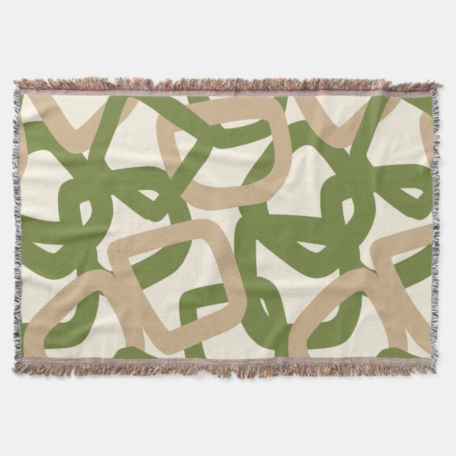 Square Tangle Olive Green Decke (Vorderseite)