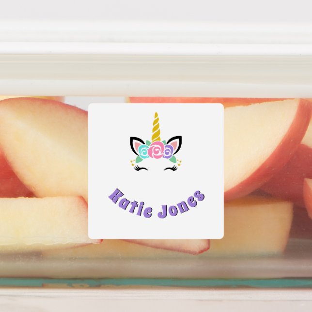 Square Unicorn Labels für wasserdichte Namen Etiketten (Befestigt)