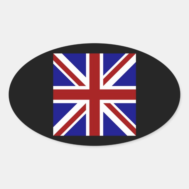 Square Union Jack Ovaler Aufkleber (Vorderseite)
