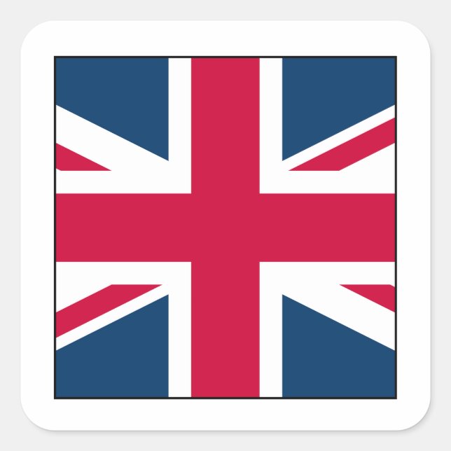 Square Union Jack Sticker mit weißer Grenze (Vorderseite)