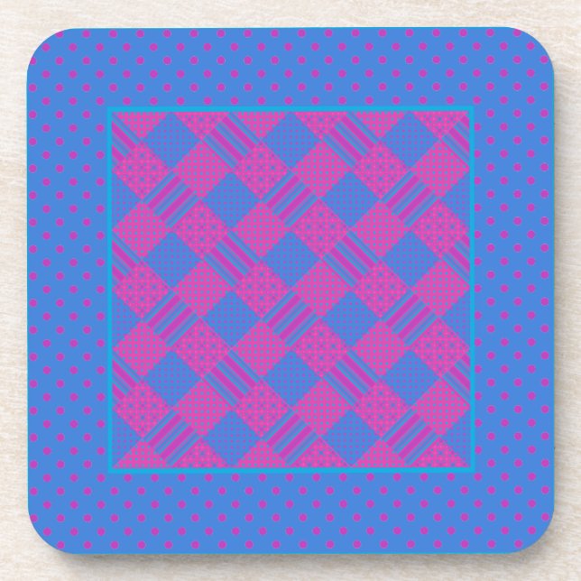 Square Untersetzer: Magenta und Blue Imitate-Patch Untersetzer (Vorderseite)