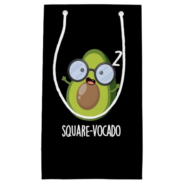 Square vocado Funny Avocado Pun Dark BG Kleine Geschenktüte (Vorderseite)