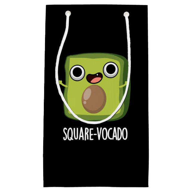 Square vocado Funny Avocado Puns Dark BG Kleine Geschenktüte (Vorderseite)