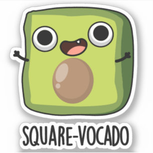 Square-vocado Lustiger Würfel Avocado Wortspiel Aufkleber