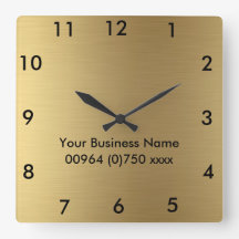 Square Wall Clock Gold Color - Für Business Promot