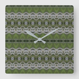 Square Wall Clock in einem MIx aus Gray und Grüntö Quadratische Wanduhr
