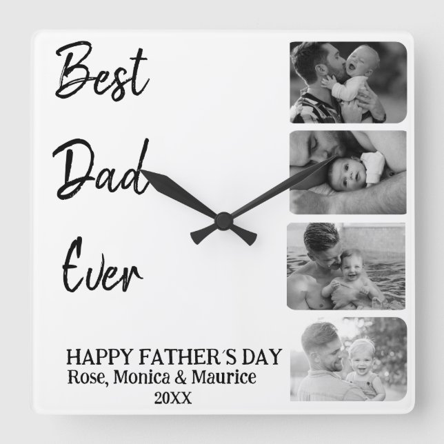 Square wall clock, personalized, father's day. quadratische wanduhr (Vorderseite)