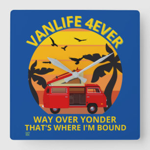 square wall clock "VANLIFE..." Quadratische Wanduhr