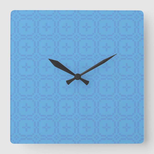 Square Wall Clock: Welsh TapestPattern: Blau Quadratische Wanduhr (Vorderseite)