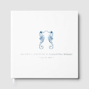 Square Wedding Guest Books Watercolor Seepferde Gästebuch