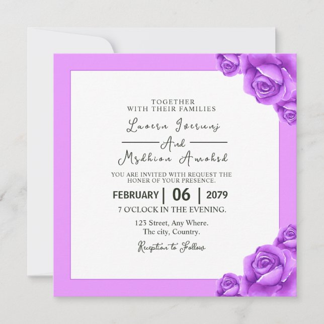 Square Wedding Invitation Card Vector Einladung (Vorderseite)