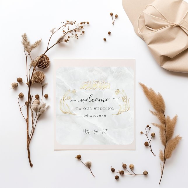 Square Wedding Sticker Herzlich willkommen (Von Creator hochgeladen)