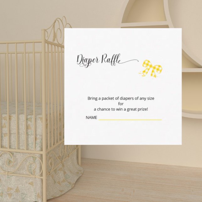 Square Yellow Gingham Diaper Raffle Card Begleitkarte (Von Creator hochgeladen)