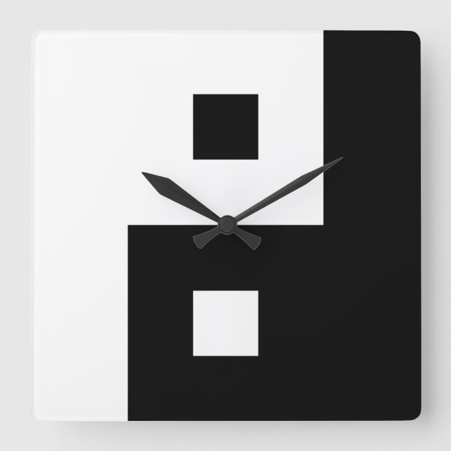 Square Yin Yang Quadratische Wanduhr (Vorderseite)