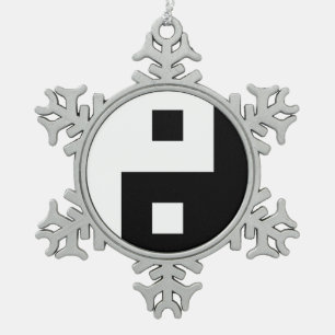Square Yin Yang Schneeflocken Zinn-Ornament
