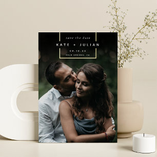 Squared Away Simple moderne Foto-Save-the-Date-K Folieneinladung
