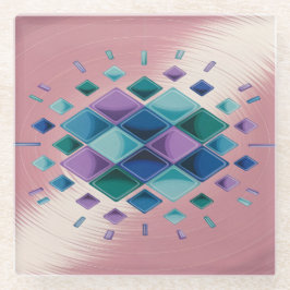 Squares Metallischer Pink Glass Untersetzer