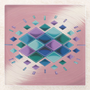 Squares Metallischer Pink Glass Untersetzer