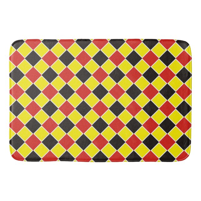 Squares Pattern black red white + your idea Badematte (Vorderseite)