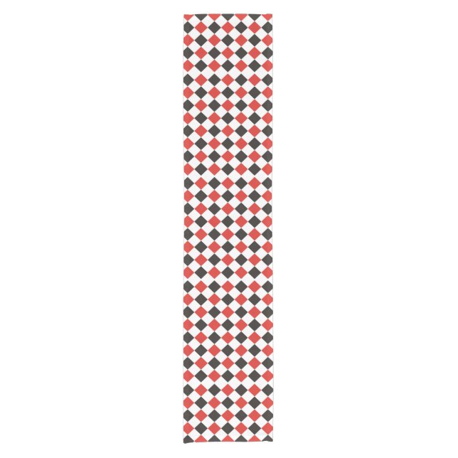 Squares Pattern black red white + your idea Kurzer Tischläufer (Vorderseite)