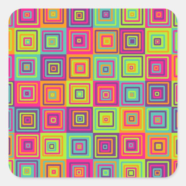 Squares Pattern Quadratischer Aufkleber (Vorderseite)