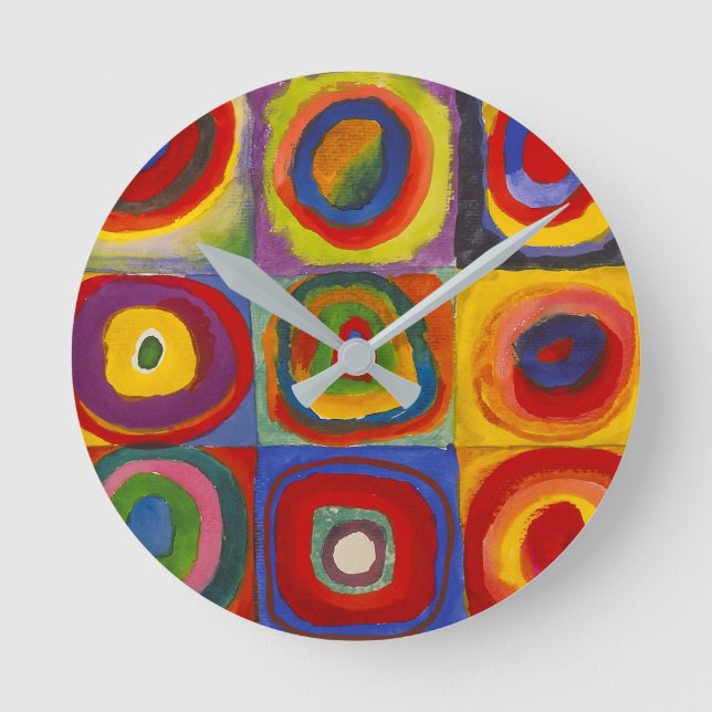 Squares with Concentric Circles | Kandinsky | Runde Wanduhr (Vorderseite)