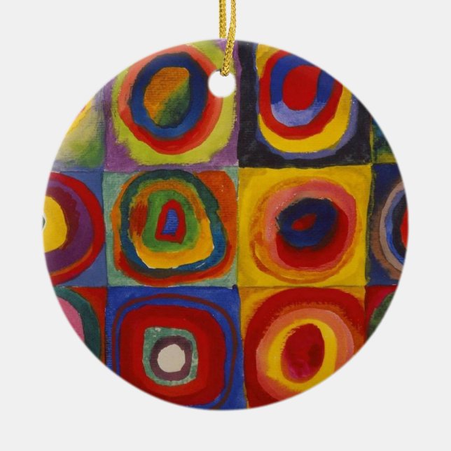 Squares With Concentric Circles Keramik Ornament (Vorne)