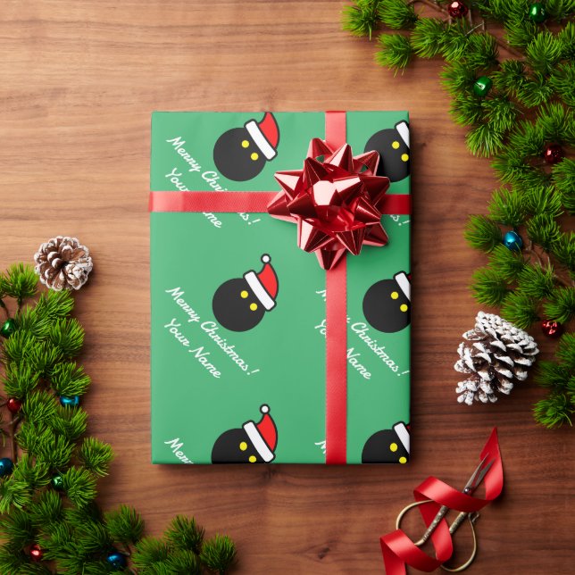 Squash Ball mit Weihnachtsmannmütze lustig Weihnac Geschenkpapier (Feiertagsgeschenk)