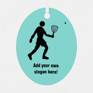 Squash- oder Racquetballspieler und Ihr Text Ornament Aus Metall