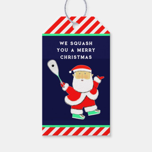 Squash Player Christmas Geschenkanhänger (Vorderseite)