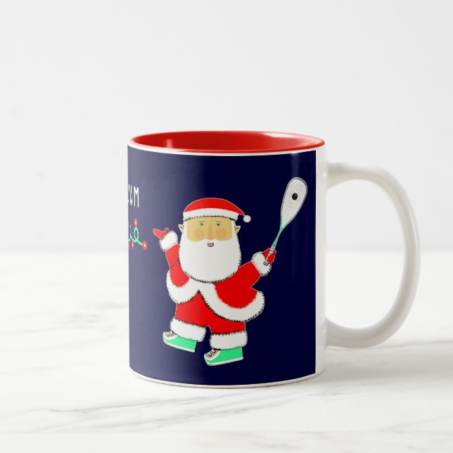 Squash Player Christmas Zweifarbige Tasse (Rechts)