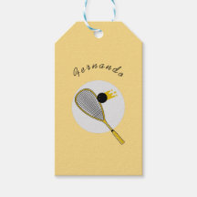 Squash Player Coach Racket & Ball Kids Name