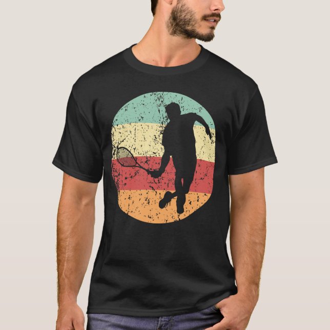 Squash Retro Squash Player Symbol Retro Farben T-Shirt (Vorderseite)