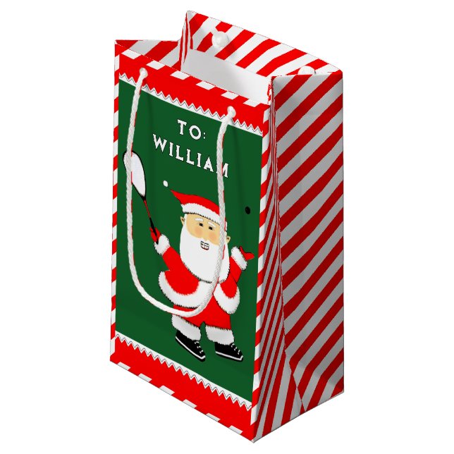Squash Sports Christmas Kleine Geschenktüte (Vorderseite Schrägansicht)