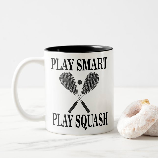 Squash Sports Player Zweifarbige Tasse (Mit Donut)