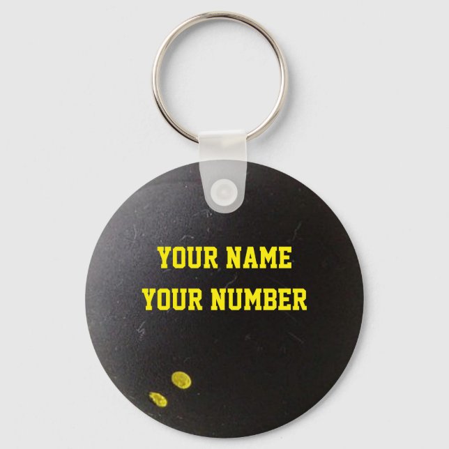 Squashball Schlüsselanhänger ID Tag IHREN NAMEN UN (Vorderseite)