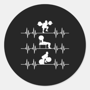 Squat Bench Deadlift Heartbeat Power Heartbeat Runder Aufkleber