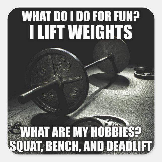 Squat, Bench, Deadlift - Kräftiges Motivierend Quadratischer Aufkleber (Vorderseite)