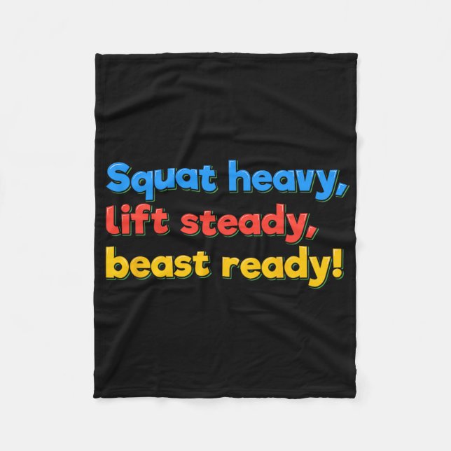 Squat Heavy Lift Steady Beast Ready Funny Gym Humo Fleecedecke (Vorderseite)