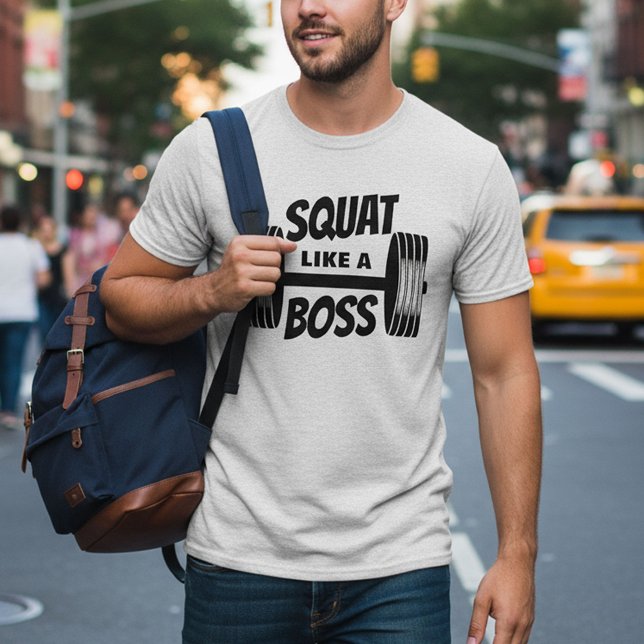 Squat wie ein Boss Simple Barbell Fitness Training T-Shirt (Von Creator hochgeladen)