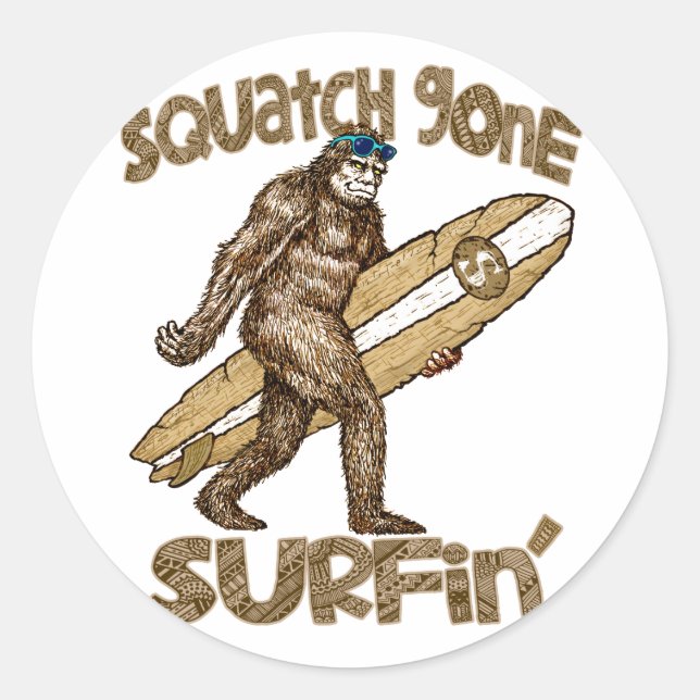 Squatch Gone Surfing autocollant (Devant)