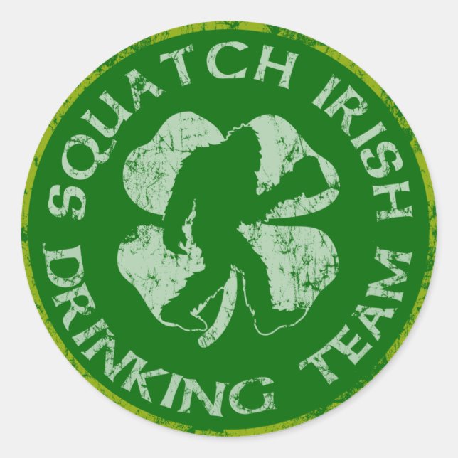 Squatch Irisches Trinkteam Runder Aufkleber (Vorderseite)