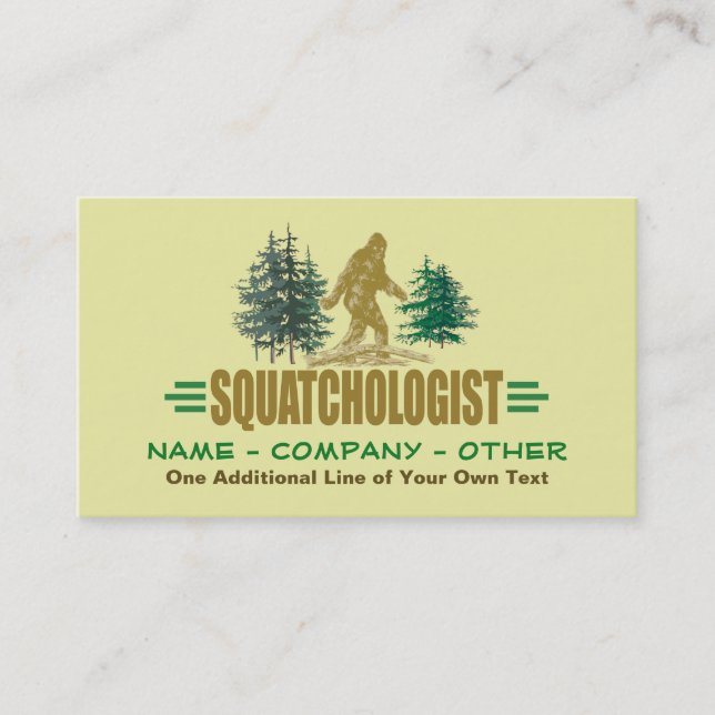 SQUATCHOLOGIST - Funny Sasquatch glaubst Visitenkarte (Vorderseite)