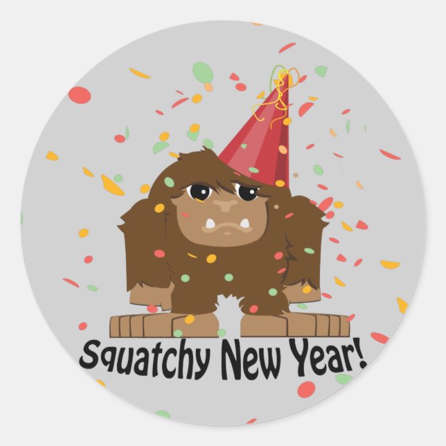 Squatchy New Year Runder Aufkleber (Vorderseite)